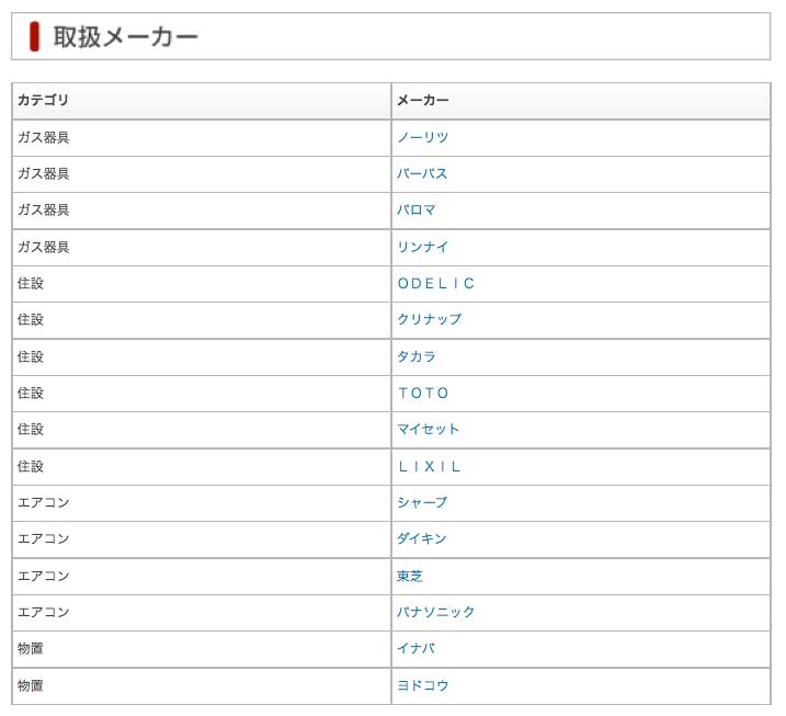 取り扱いメーカー